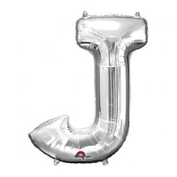  Bokstavsballong Silver - J *** ca. 86 cm hög. Kan fyllas med helium. Helium ingår ej i priset. 