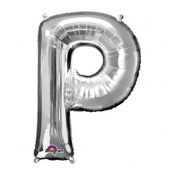  Bokstavsballong Silver - P *** ca. 86 cm hög. Kan fyllas med helium. Helium ingår ej i priset. 