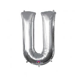  Silver Bokstavsballong - U *** ca. 41 cm hög. Kan ej fyllas med helium. Flyger ej. 