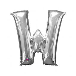  Silver Bokstavsballong - W *** ca. 41 cm hög. Kan ej fyllas med helium. Flyger ej. 