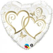Bröllopsballong Hjärta, Guld - 91cm