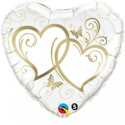  Bröllopsballong Hjärta, Guld - 46cm 