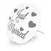 Partypicks Parasoll, Just Married - 8st, 17x20cm