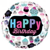 Cupcake Happy Birthday Folieballong - 46cm