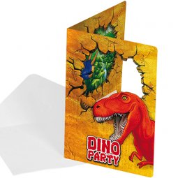  Inbjudningskort inkl. Kuvert Dino Party - 6st 