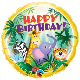  Djungelvänner Happy Birthday Folieballong - 46cm 