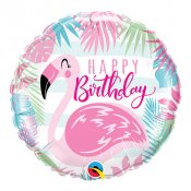 Flamingo Happy Birthday Folieballong - 46cm