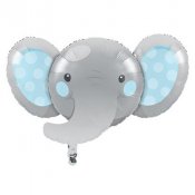 Baby Elefant, Blå Folieballong - 62x92cm