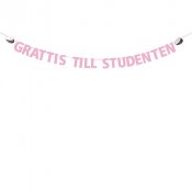 Banner/Girlang Grattis till studenten, Rosa - 3,6m