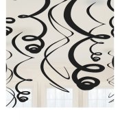 Hngande dekoration/Swirls Svart - 12st, 55cm