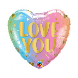  LOVE YOU Pastell hjärta, folieballong - 46cm 