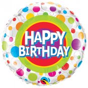 Konfetti Happy Birthday Folieballong - 46cm