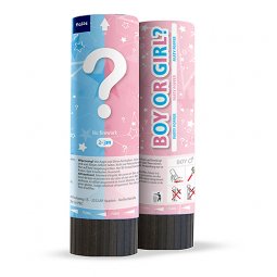  Konfettikanon Gender Reveal - 1st, Ange blå/rosa konfetti, 15cm 