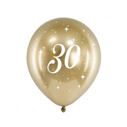  Ballonger 30 år, Guld - 6st, 30cm 