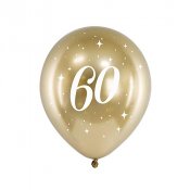 Ballonger 60 år, Guld - 6st, 30cm