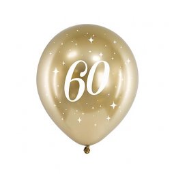  Ballonger 60 år, Guld - 6st, 30cm 