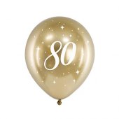  Ballonger 80 år, Guld - 6st, 30cm 