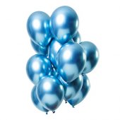  Ballonger Chrome, Blå - 12st 