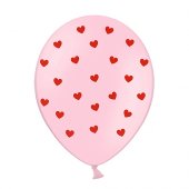  Ballonger Babyrosa med hjärtan -  30cm 