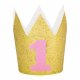 Guldkrona 1 r Rosa, Liten krona i papp med glitter - 1st