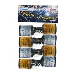  Party Poppers - 8st, Guld/Silver 