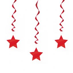  Röda Stjärnor, Hängande dekoration - 3st 