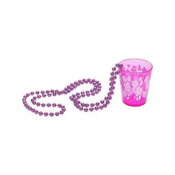  Halsband med shotglas, rosa med blommor 