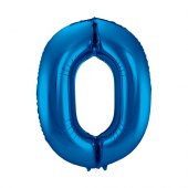  Sifferballong Blå - No. 0 *** Ca. 86 cm hög. Kan fyllas med helium. Helium ingår ej i priset. 