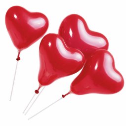  Ballonger, små hjärtan med ballongpinne (Flyger ej. Fylls endast med luft) - 5st, 20cm 