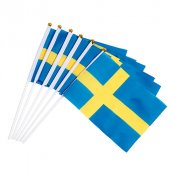 Svenska flaggan p pinne, tygflaggor - 6st, 10x20cm