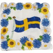 Servetter svenska flaggan - 16st, 33x33cm