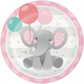  Tallrik Pastell Rosa Elefant - 8st, 22cm 