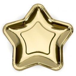  Pappersassiett Guldstjärna metallic - 6st, 23cm 
