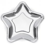 Papperstallrik Silverstjärna - 6st, 23cm