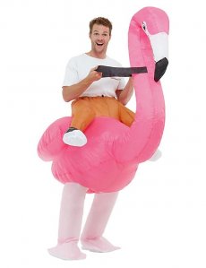  Uppblåsbar maskeraddräkt, Flamingo - Onesize 